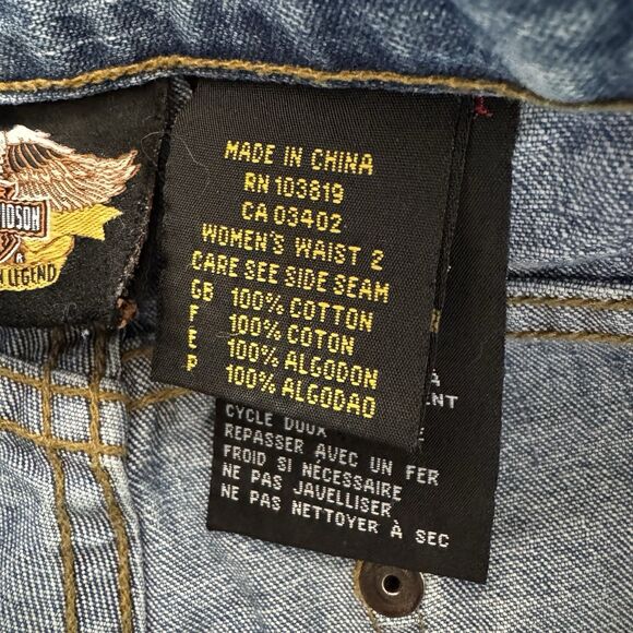 Vtg Y2K Harley Davidson Womens Side Snap Legs Boot Cut Biker Jeans - Picture 4 of 14